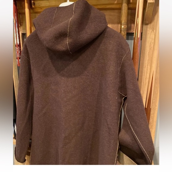 Ralph LAUREN BROWN Wool TRENCH COAT nylon TAN Hood COAT HORN BUTTONS big pockets - Picture 7 of 12